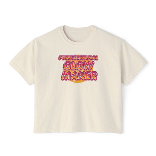 Professional Glow Maker Boxy Tee — Retro Pink & Orange Graphic Women's Shirt